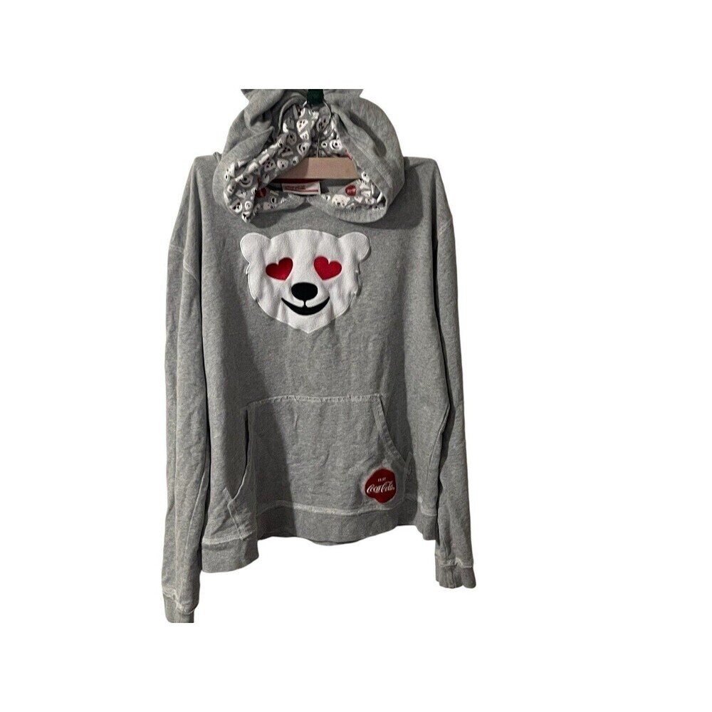 Coca Cola Hoodie Sweatshirt Womens Sz X Large Gray Polar Bear Coke Soft Winter